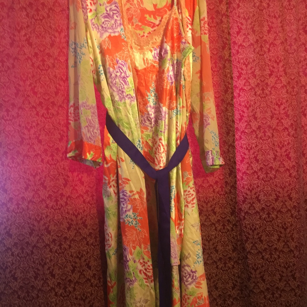 Beautiful Colorful Delicates Robe and Chemise Set